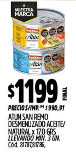 Supermercados Yaguar San remo atun desmenuzado aceite/ natural oferta