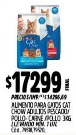Supermercados Yaguar Cat chow alimento para gatos adultos pescado/ pollo-carne/pollo oferta