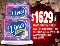 Supermercados Yaguar Lina toallas femeninas nocturnas c/alas oferta