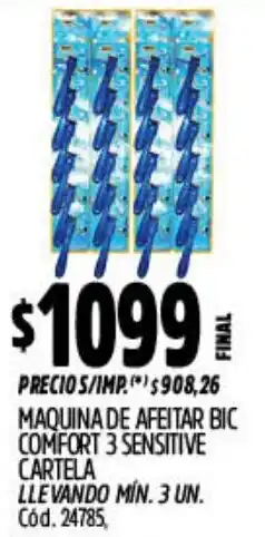 Supermercados Yaguar Bic maquina de afeitarcomfort 3 sensitive cartela oferta