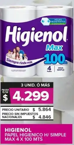 Carrefour Maxi Higienol papel higienico h/simple max oferta