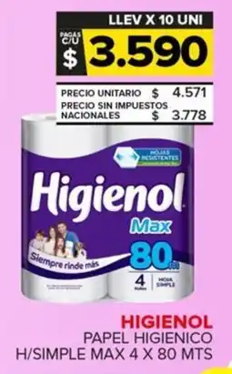 Carrefour Maxi Higienol papel higienico h/simple max oferta