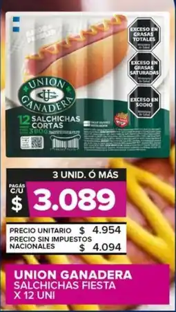 Carrefour Maxi Union ganadera salchichas fiesta oferta