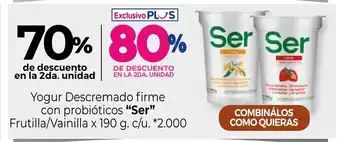 La Anonima Ser Yogur Descremado firme con probióticos Frutilla/Vainilla x 190g c/u. oferta