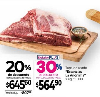 La Anonima Estancias La Anónima Tapa de asado x kg oferta