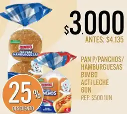 Supermercados Todo Bimbo pan p/panchos/ hamburguesas acti leche oferta