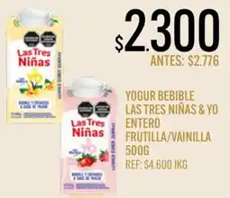 Supermercados Todo Las tres niñas & yo yogur bebible entero frutilla/vainilla oferta