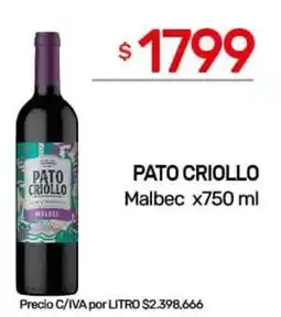Nini Mayorista Pato criollo malbec oferta