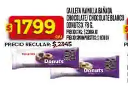 Supermercados DIA Donuts galleta vainilla bañada chocolate/chocolate blanco oferta