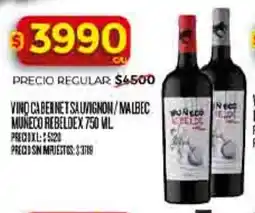 Supermercados DIA Muñeco rebelde vino cabernet sauvignon/malbec oferta