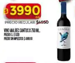 Supermercados DIA Cantus vino malbec oferta