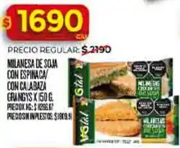 Supermercados DIA Grangy's milanesa de soja con espinaca con calabaza oferta