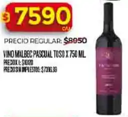 Supermercados DIA Pascual toso vino malbec oferta