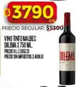 Supermercados DIA Dilema vino tinto malbec oferta
