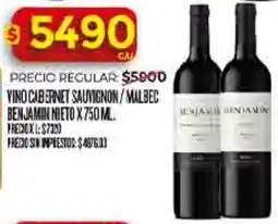Supermercados DIA Benjamin nieto vino cabernet sauvignon/malbec oferta