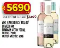 Supermercados DIA Benjamin nieto vino blanco dulce/rosado/ chardonnay oferta
