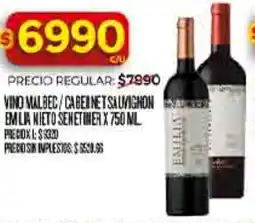 Supermercados DIA Senetiner vino malbec/cabernet sauvignon emilia nieto oferta