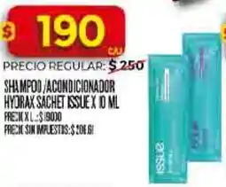 Supermercados DIA Issue shampoo acondicionador hydrax sachet oferta