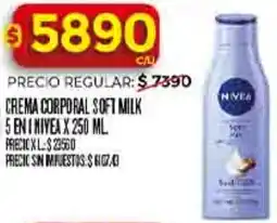 Supermercados DIA Nivea crema corporal soft milk 5 en 1 oferta