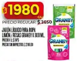 Supermercados DIA Granby jabón líquido para ropa limon rosas oferta
