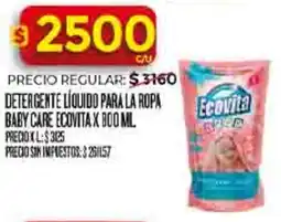 Supermercados DIA Ecovita detergente líquido para la ropa baby care oferta