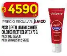Supermercados DIA Colgate pasta dental luminous white color correct oferta