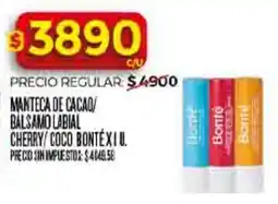 Supermercados DIA Bonté manteca de cacao/ balsamo labial cherry/coco oferta
