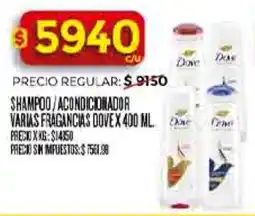 Supermercados DIA Dove shampoo/acondicionador varias fragancias oferta