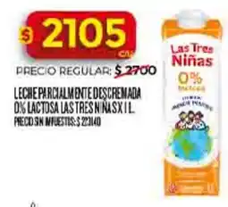 Supermercados DIA Las tres niñas leche parcialmente descremada 0% lactosa oferta