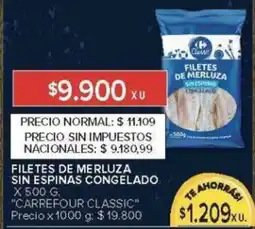 Carrefour Carrefour classic filetes de merluza sinespinas congelado oferta