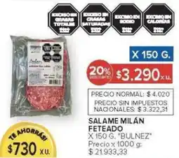 Carrefour Bulnez salame milán feteado oferta