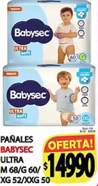 Pañales babysec ultra m 68/g 60/