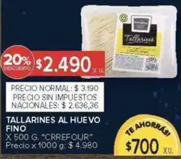 Carrefour Crrefour tallarines al huevo fino oferta