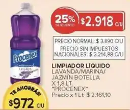 Carrefour Procenex limpiador líquido lavanda/marina/ jazmin botella oferta
