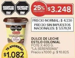 Carrefour La serenisima dulce de leche estilo colonial pote oferta