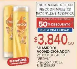 Carrefour Sedal shampoo/ acondicionador v/tipos oferta