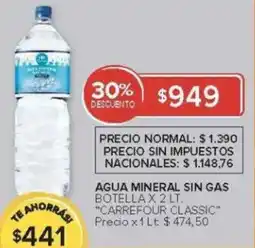 Carrefour Carrefour classic agua mineral sin gas botella oferta