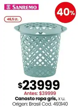 Coto Sanremo canasto ropa gris oferta