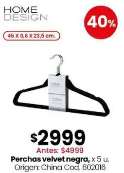 Coto Home Design perchas velvet negra oferta