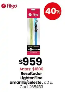 Coto Filgo resaltador lighter fine amarillo/celeste oferta