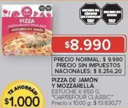 Carrefour Carrefour classic pizza de jamón y mozzarella estuche oferta