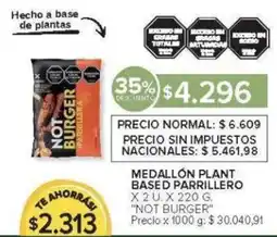 Carrefour Not burger medallón plant based parrillero oferta