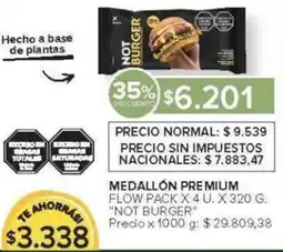 Carrefour Not burger medallón premium flow pack oferta