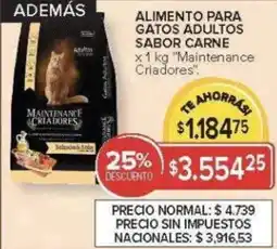 Carrefour Maintenance criadores alimento para gatos adultos sabor carne oferta