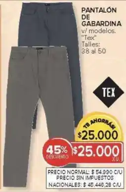 Carrefour Tex pantalón de gabardina v/ modelos oferta