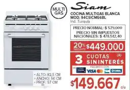 Carrefour Siam cocina multigas blanca oferta