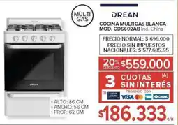 Carrefour Drean cocina multigas blanca oferta