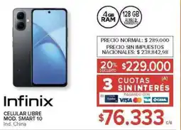 Carrefour Infinix celular libre mod. smart 10 oferta