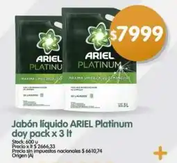 Supermercados Buenos Días Ariel platinum jabón líquido doy pack oferta