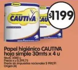 Supermercados Buenos Días Cautiva papel higiénico hoja simple oferta